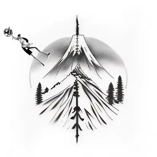 Incorporate elements of Taekwondo sparring with Mount Fuji in the background in a realistic tattoo design tattoo design idea