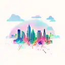 horizontal stormy city skyline tattoo design idea