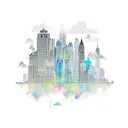 horizontal stormy city skyline tattoo design idea