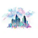 horizontal stormy city skyline tattoo design idea
