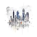 horizontal stormy city skyline tattoo design idea
