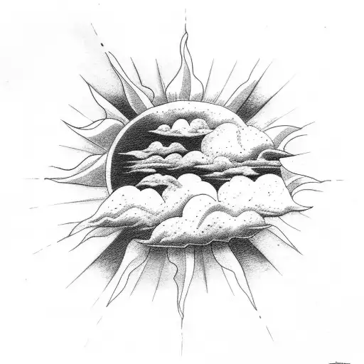 clouds wings sun  tattoo design idea
