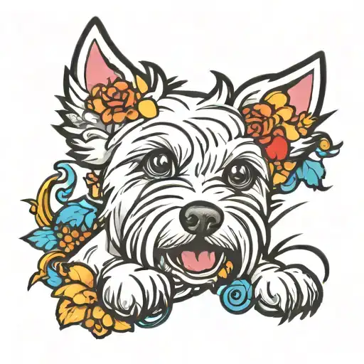 cartoon westie dog tattoo design idea