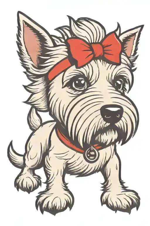 cartoon westie dog tattoo design idea
