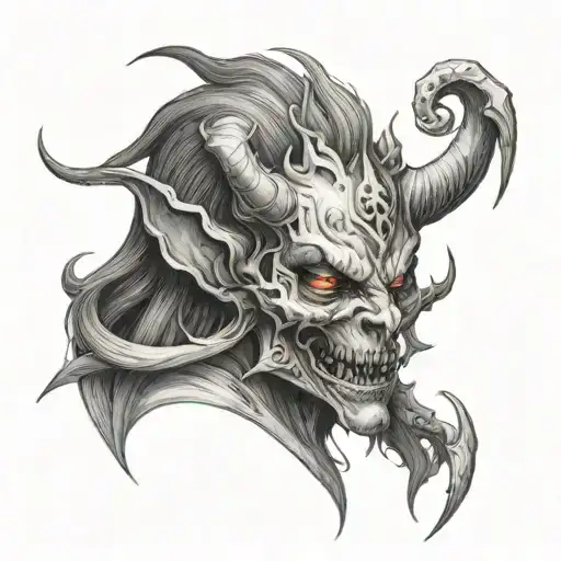 trans feminine demon tattoo design idea
