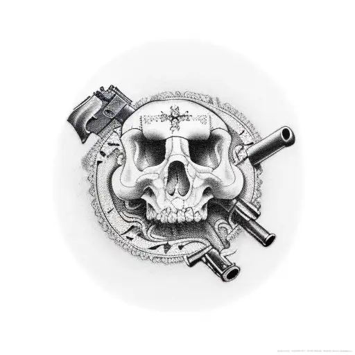 Cemetery and guns  tattoo design idea
