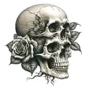 skull rose life death  tattoo design idea