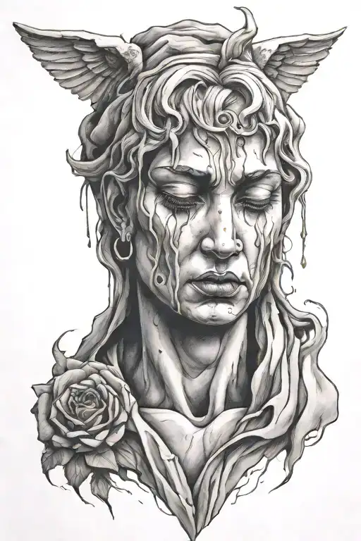 Statue Crying tattoo design idea