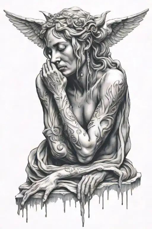 Statue Crying tattoo design idea