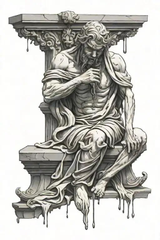 Statue Crying Blood tattoo design idea