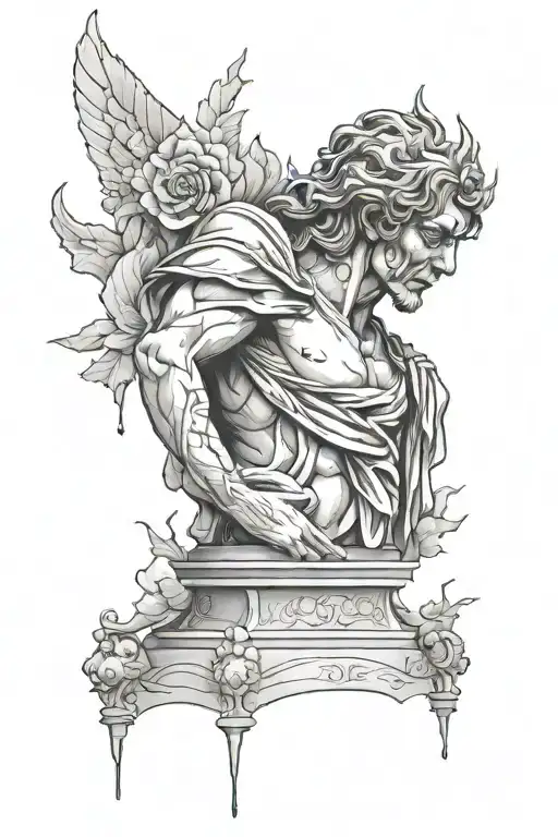 Statue Crying Blood tattoo design idea