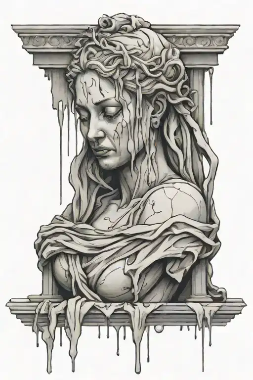 Statue Crying Blood tattoo design idea