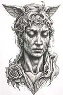 Statue Crying tattoo design idea
