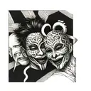 laugh now cry later masks tattoo design idea