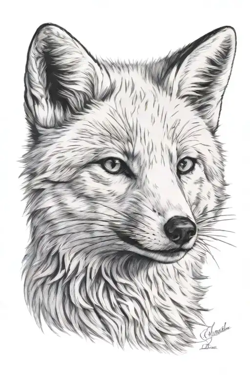 arctic fox head tattoo design idea