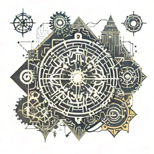 design a tattoo that incorporates elements of Mechanical engineering, computer engineering and western philosophy tattoo design idea