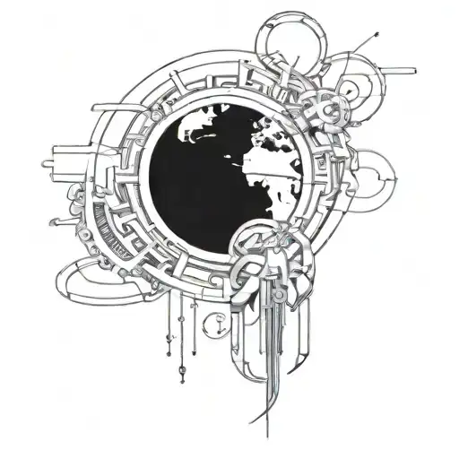 design a tattoo that incorporates elements of Mechanical engineering, electronics and Greek philosophy tattoo design idea