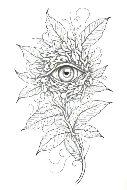 wispy plant with eyes in the form tattoo design idea