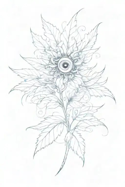 wispy plant with eyes in the form tattoo design idea