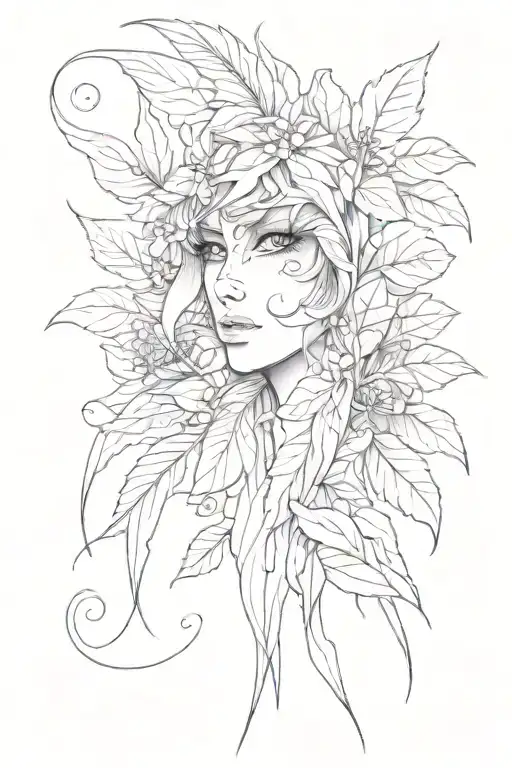 wispy plant with eyes in the shape to wrap shoulder  tattoo design idea