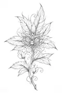 wispy plant with eyes in the form tattoo design idea
