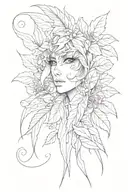 wispy plant with eyes in the shape to wrap shoulder  tattoo design idea