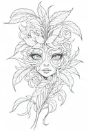 wispy plant with eyes in the shape to wrap shoulder  tattoo design idea