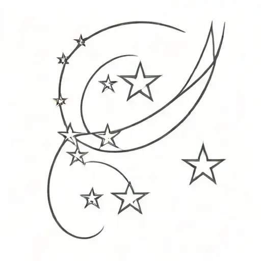 crescent moon with 3 stars and 777 angel number  create a  minimilistic tattoo tattoo design idea