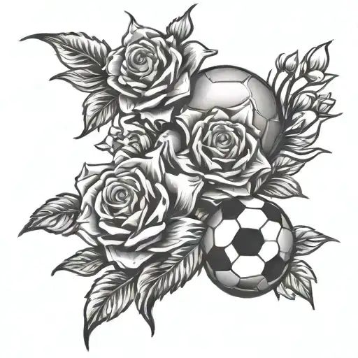 1 rose 3 daffodil 2 larkspurs 1 daisy football soccer ball baseball softball volleyball cheerleader 2girls 5boys tattoo design idea