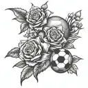 1 rose 3 daffodil 2 larkspurs 1 daisy football soccer ball baseball softball volleyball cheerleader 2girls 5boys tattoo design idea