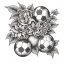 1 rose 3 daffodil 2 larkspurs 1 daisy football soccer ball baseball softball volleyball cheerleader 2girls 5boys tattoo design idea