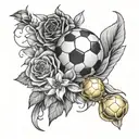 1 rose 3 daffodil 2 larkspurs 1 daisy football soccer ball baseball softball volleyball cheerleader 2girls 5boys tattoo design idea