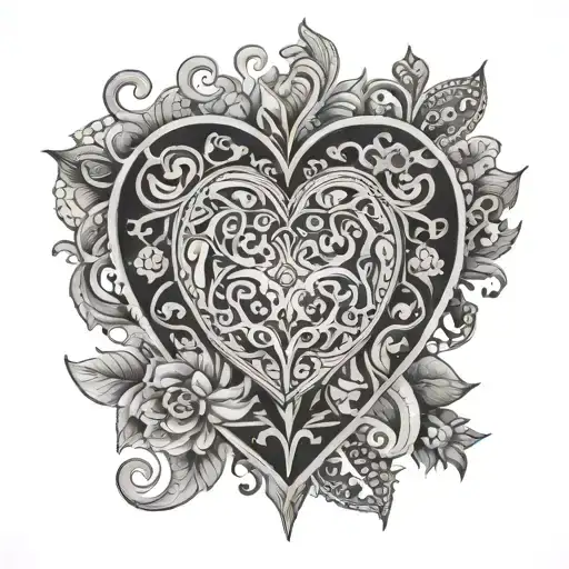 A tattoo of a heart-shaped mandala design with the word 'Love' woven into the intricate patterns, symbolizing your deep affection for the people and things you hold dear tattoo design idea