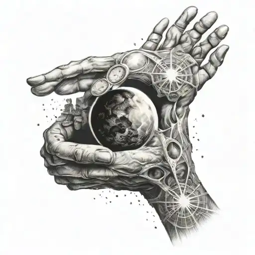God controls the hands of the universe tattoo design idea