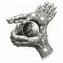 God controls the hands of the universe tattoo design idea