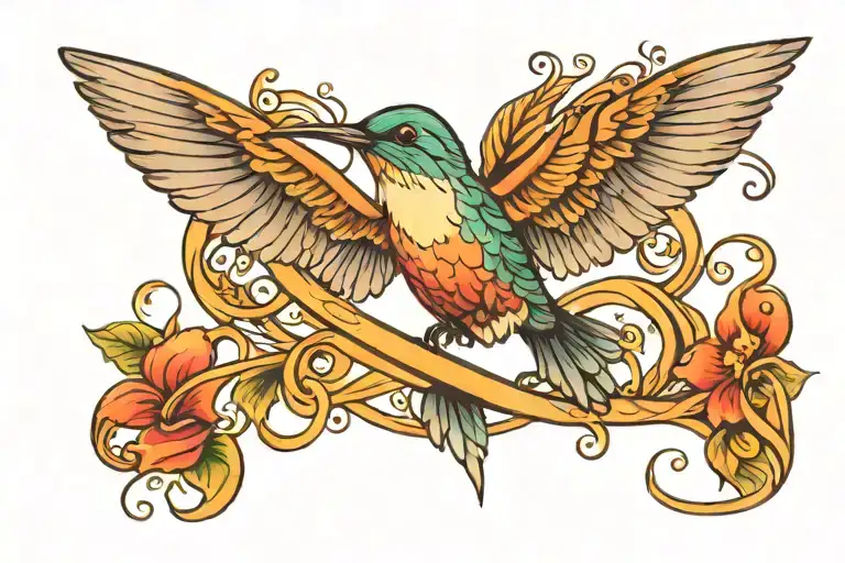 infinity sign  hummingbird  tattoo design idea