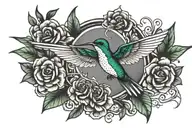 infinity hummingbird flying tattoo design idea