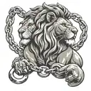 lion with boxing glove pendant and Cuban link chain around the lions neck tattoo design idea