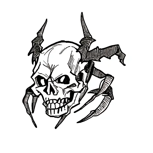 diablo skull with scorpion shape tattoo design idea