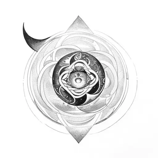 Moon phases intertwined with Wiccan symbols tattoo design idea