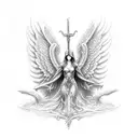 kneeling gaurdian angel sword tattoo design idea