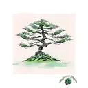 A traditional tattoo of a bonsai tree with delicate branches and vibrant green leaves, symbolizing strength and tranquility tattoo design idea