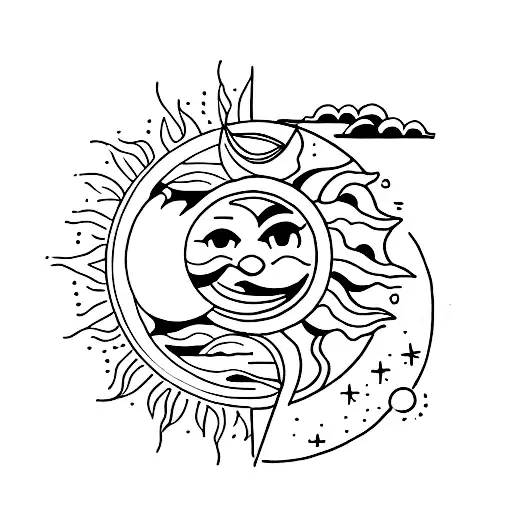 Sun and Moon tattoo design idea