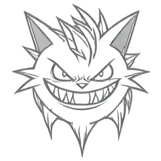 smiling gengar tattoo design idea