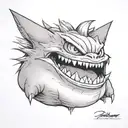 smiling gengar tattoo design idea