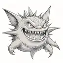 smiling gengar tattoo design idea