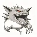 smiling gengar tattoo design idea