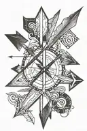 An basic arrow coming from a bow, in the arrow you see the mark of four tattoo design idea