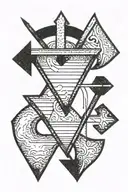 An basic arrow coming from a bow, in the arrow you see the mark of four tattoo design idea