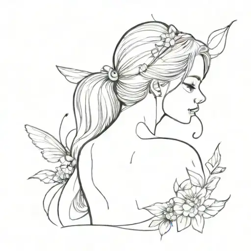 dainty small pretty gen z minimalist tiny fairy peeking tattoo design idea